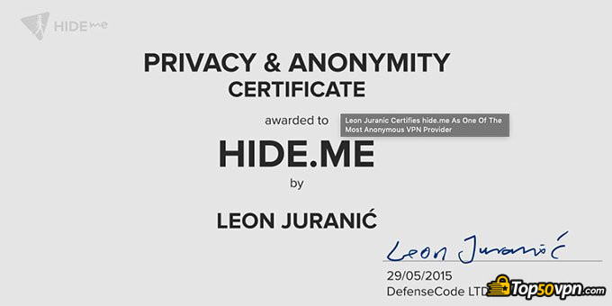 Hide me vpn отзывы: Сертификат конфиденциальности и анонимности.