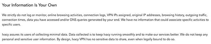Ivacy vpn отзывы: Описание политики конфиденциальности.
