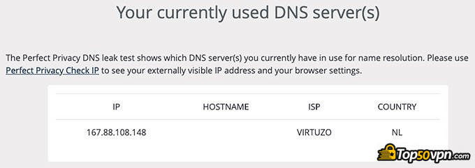 NordVPN отзывы: тест утечки DNS.