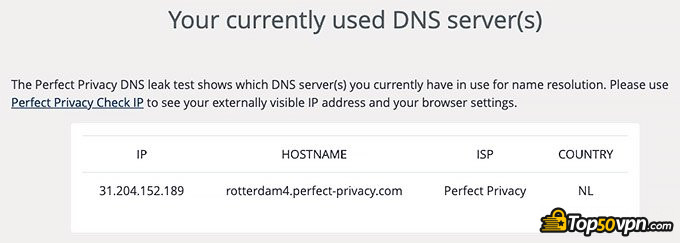 Perfect Privacy отзывы: тест утечки DNS.