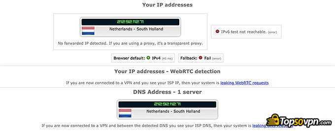 Private Internet Access отзывы: тест утечки IP.