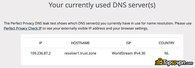 Trust Zone отзывы: тест утечки DNS.